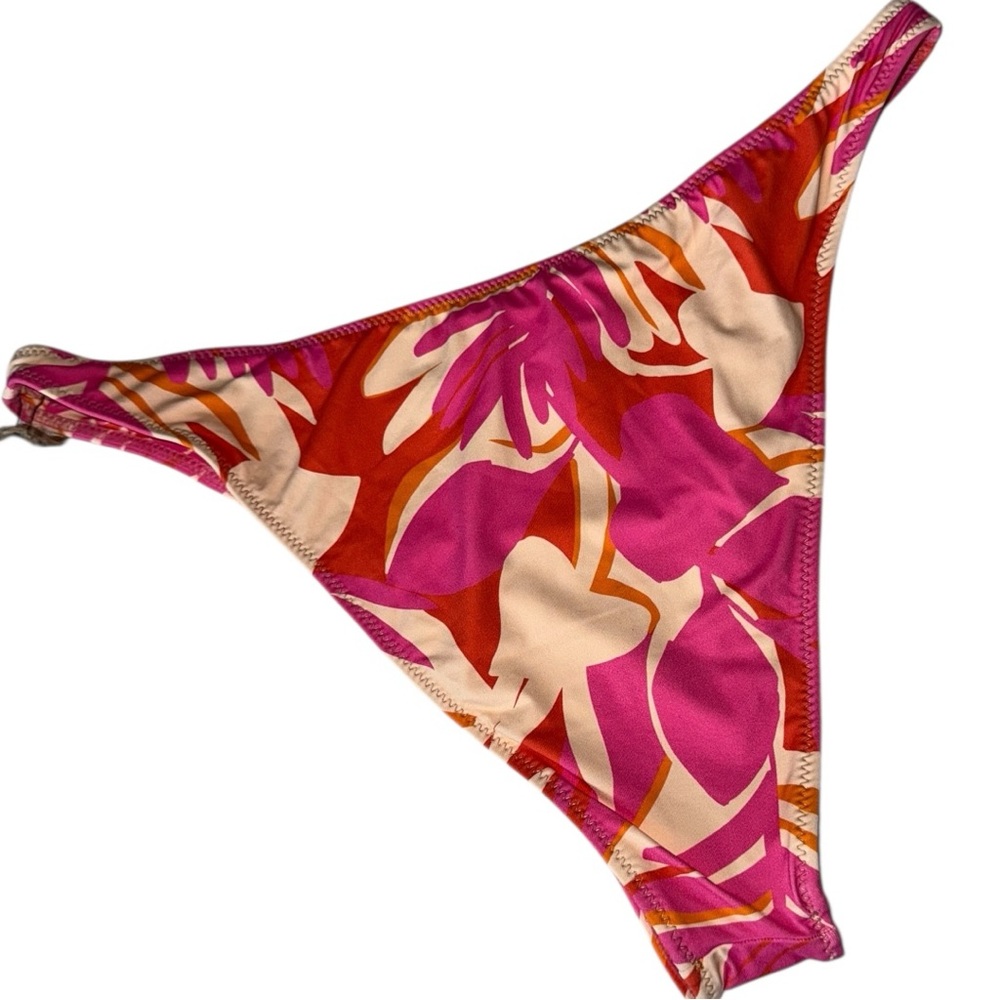 Aloe & Aloe Waikiki Hi Cut Bottom Pink and Orange Floral Top Size L NWT